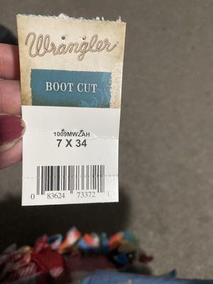 This is the tag showing they have tall sizes in smaller waists!! What a rarity!