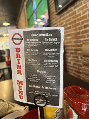 Drink menu