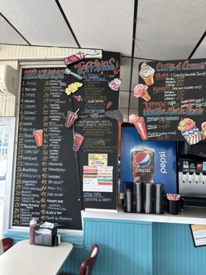 The Ice Cream & Milkshake menu