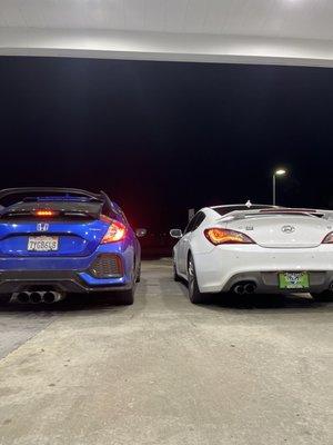 My friend and I at a gas station 2nd day of having my car!