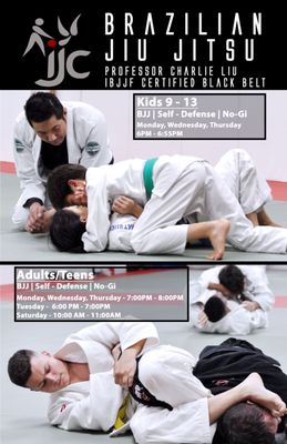 JiuJitsu Schedule. Gi and NOGi BJJ!