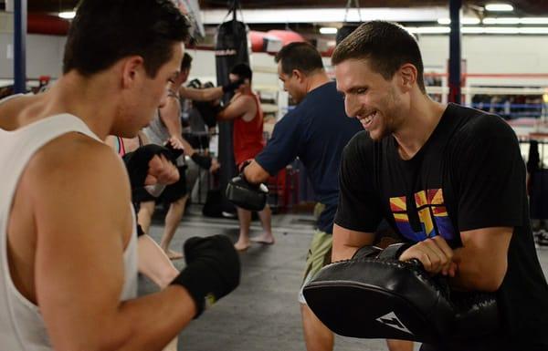 U1 kickboxing instructor, Justin Marini, leading a fantastic class!