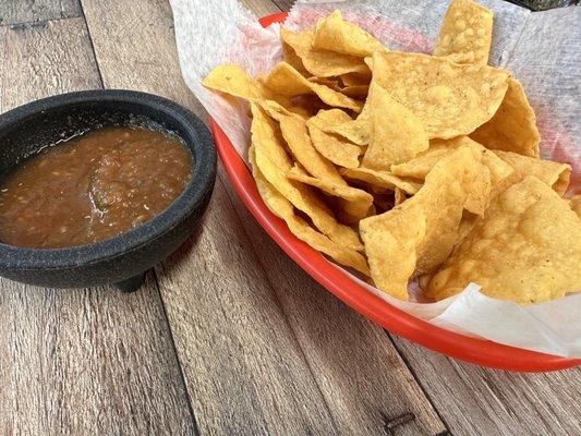 Decent complimentary chips & salsa. Not at all spicy. 3/13/2023