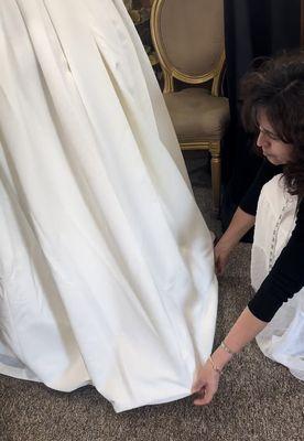 Judith bustling my wedding dress