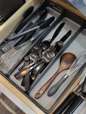 Silverware not stacked neatly for next Airbnb guest