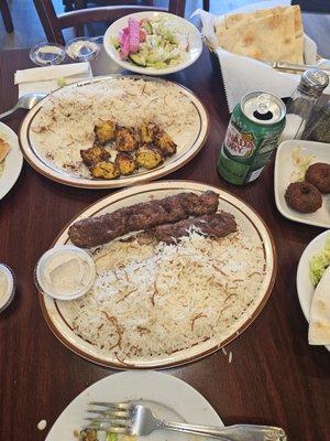 Kafta kabob and chicken kabob