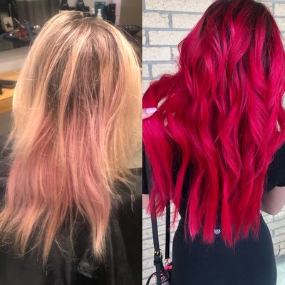 Before and after extensions and color