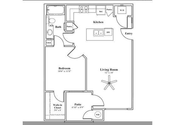 This is our 682 Sqft 1 Bedroom Home