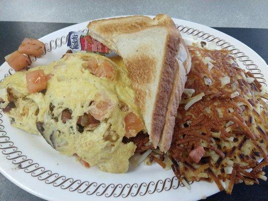 Western omelet and double hash browns.