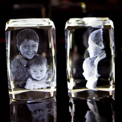 Front and side view of a crystal prism