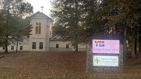 Our sign to share the good news that we are all loved by God. We're an Open & Affirming congregation.

(photo credit: Coll T. Wise)