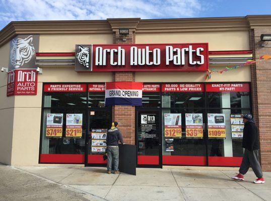 Exterior of Arch Auto Parts at 1764 Eastern Pkwy Brooklyn at Grand Opening