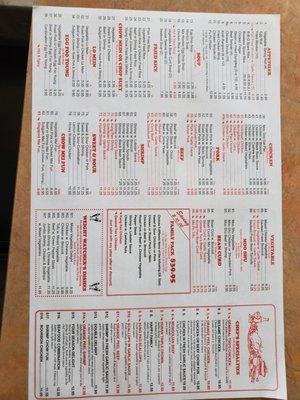 Back of Menu