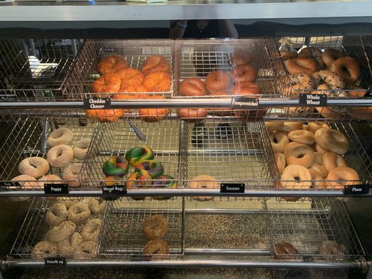 Fresh bagels display