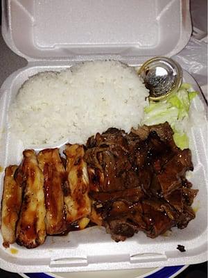 Combo chicken and beef teriyaki