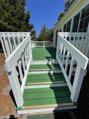 After photo, decking boards were painted and Ralling, Ralling posts.