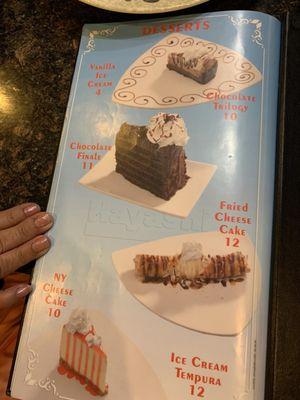 Dessert menu