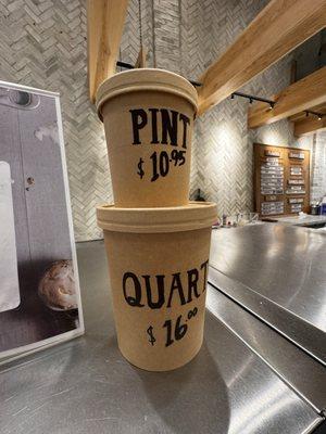 Pint and quart pricing