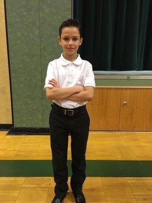 Elijah dresses and ready for his first Broadway Play at his new school.