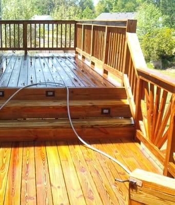 Pressure Washing Deck in Prep for staining