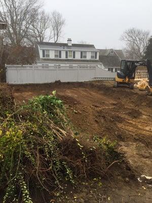 Digging for a swimming pool.