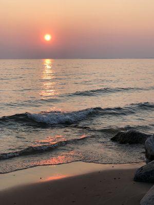 Sunset over Lake Michigan.