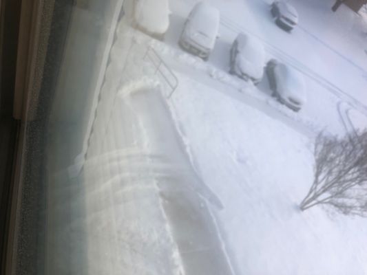 Plow the snow right into the stairs and leave it so you have to climb over it. Good job!