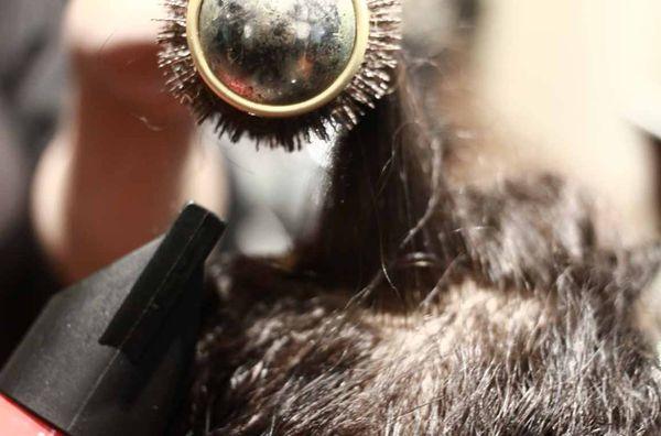 Close up of blowdrying hair