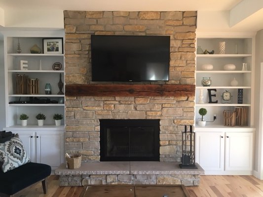 Stone fireplace