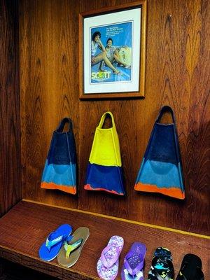 Art decor and slippers display