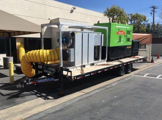 We utilized a Desiccant Dehumidifier in this job to dry out a large area of tile flooring.