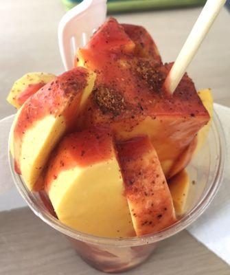 Chili Mango (on a stick/in a cup) covered in chamoy and tajin