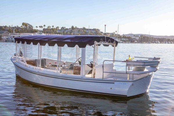 Our new Duffy 22' Sun Cruiser provides plenty of room for entertaining for up to 10 guests. The interior provides plenty of shade.