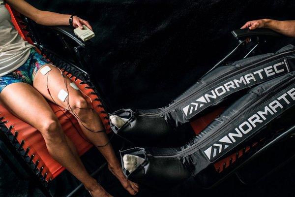 Neuromuscular stimulation and our NormaTec recovery boots