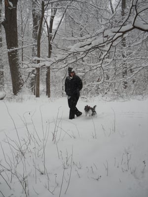 Snow doesn't hold Lissette back from her walks.