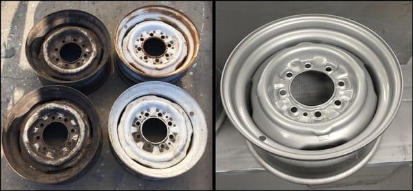 OEM Wheels before & after being reconditioned