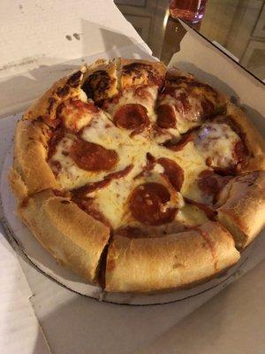 Pepperoni deep dish pizza