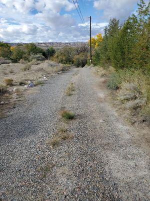 The driveway leading to the facility. At night, there's no lighting and scary when arriving at night.