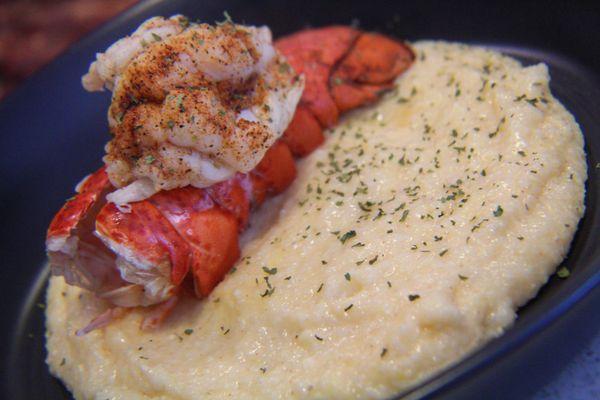 Blackened Lobster and Cheddar Grits.