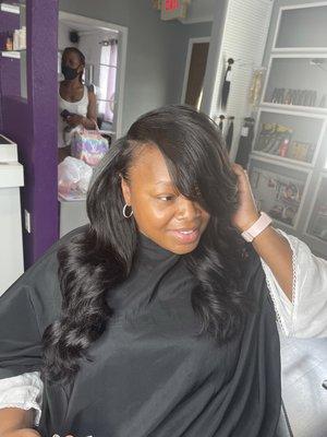 Traditional side part sew-In