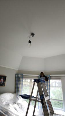 Electrical rewiring for a high-speed ceiling fan installation in Paramus NJ.