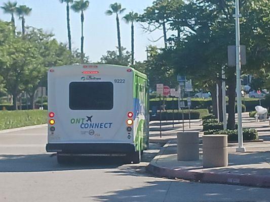 I was dropped off by the Ont  Connect bus, goes from Ont Airport to Rancho Cucamonga Metrolink Station. This is the RCMS drop-off point.