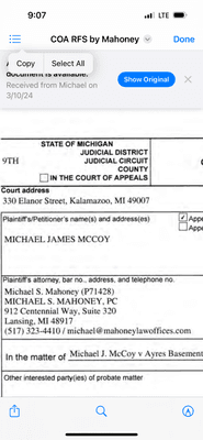 Mahoney failed to spell the word Ayers in Ayers Basement Systems. He could not get the companies name correct or the street name