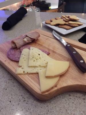 Half of the meat and cheese board.