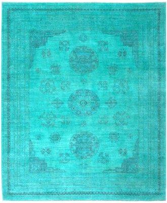 Pakistan Over Dyed 8x9 Aquamarine Wool Rug