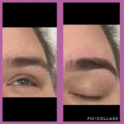 Before and after brow wax with tint