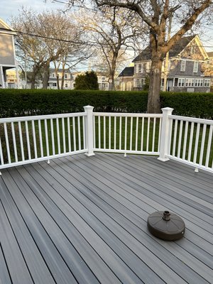 1. Granite Steps pressure washed.
 2.Repaired vinyl railing.
 3.Repaired fence.
 4. Pressure washed deck.