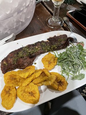 Churrasco with tostones