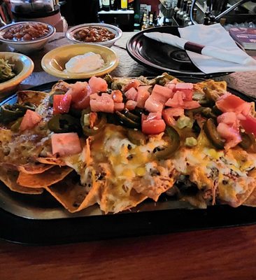 Chicken nachos with all the fixin's