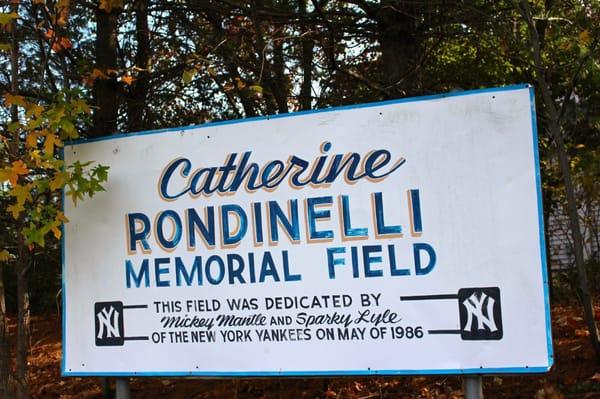 Donated/built by my Dad Edward Rondinelli in his Mother's memory. He had these great ball players on opening day. Photo credit husband Chris